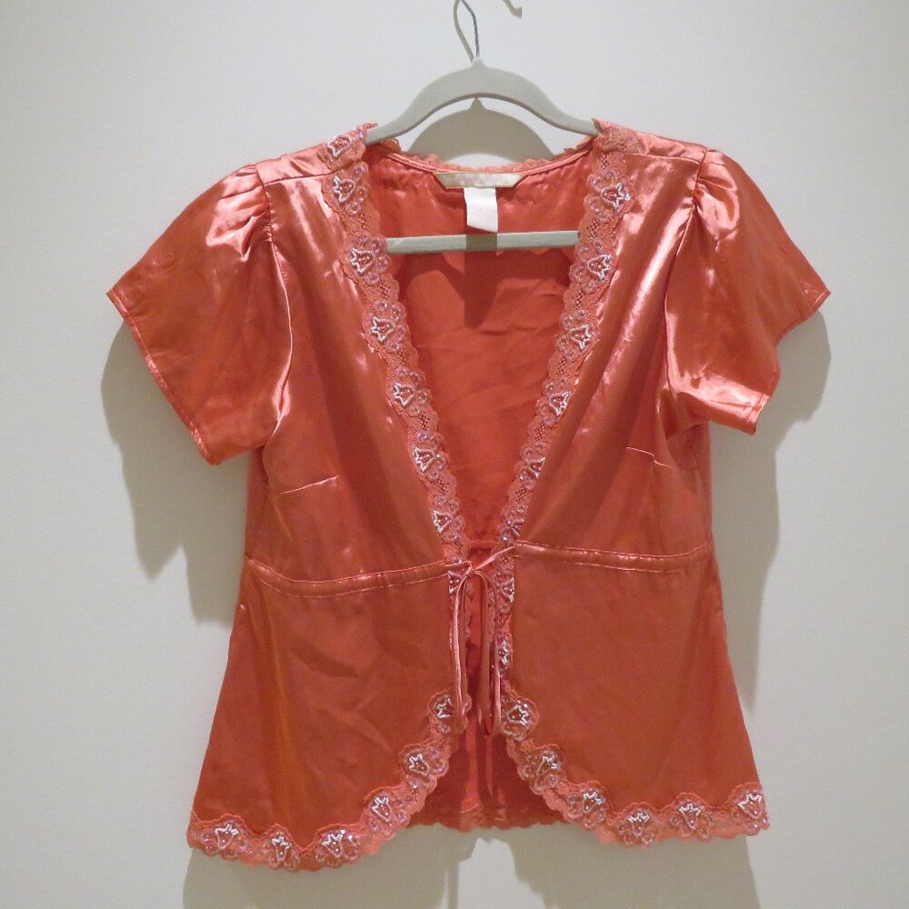 Silk Vintage Satin Lace Trim Top in Dusty Rose